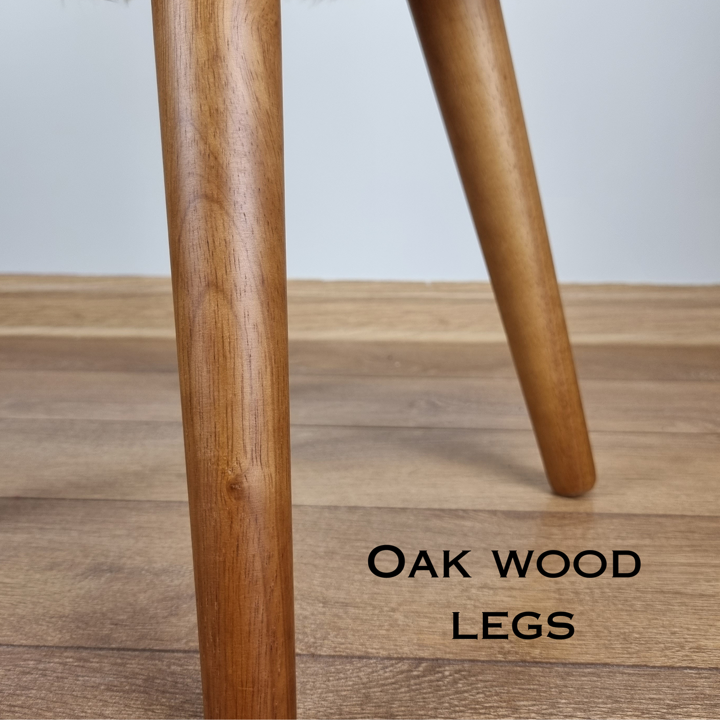 Dark Pink Genuine Sheepskin Stool With Oak Legs - Aphrodite Wears Pink