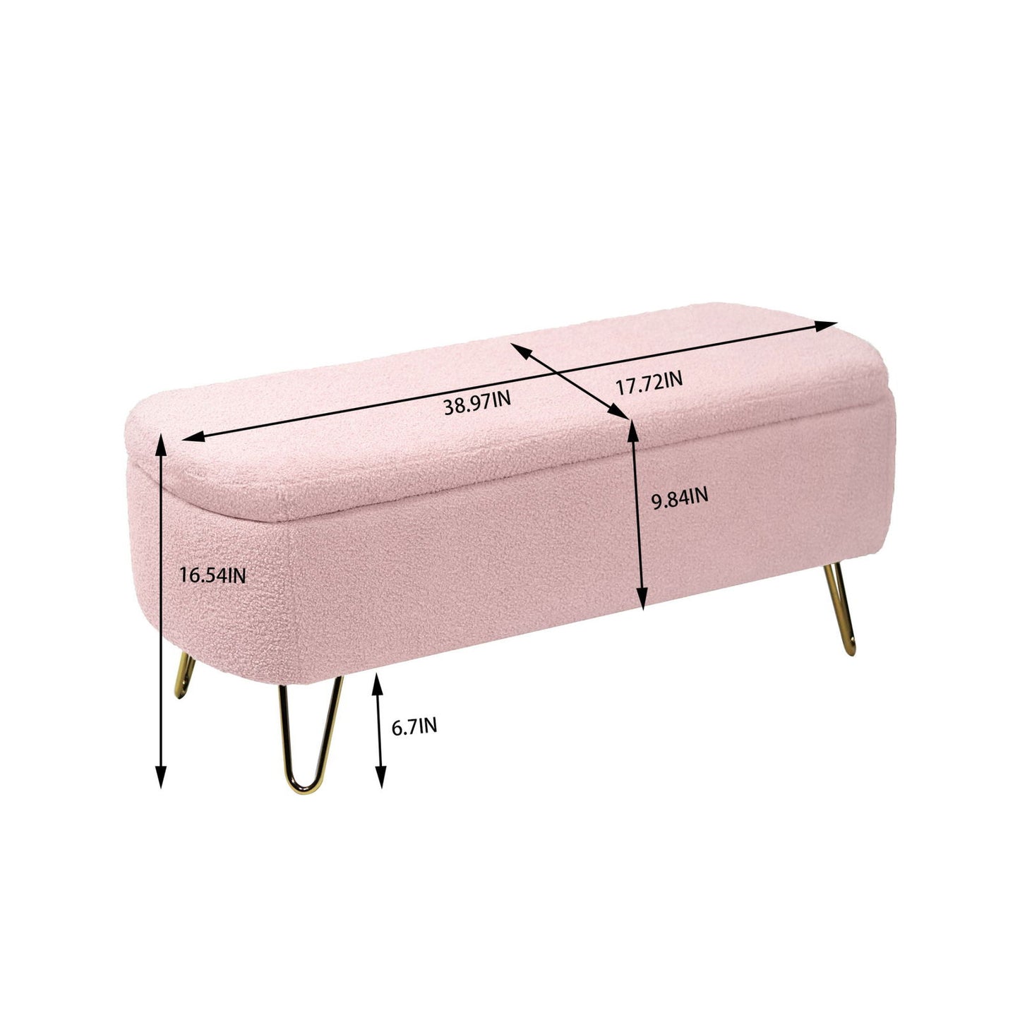 Faux Fur Pink Storage Bench With gold Legs - Aphrodite Wears Pink