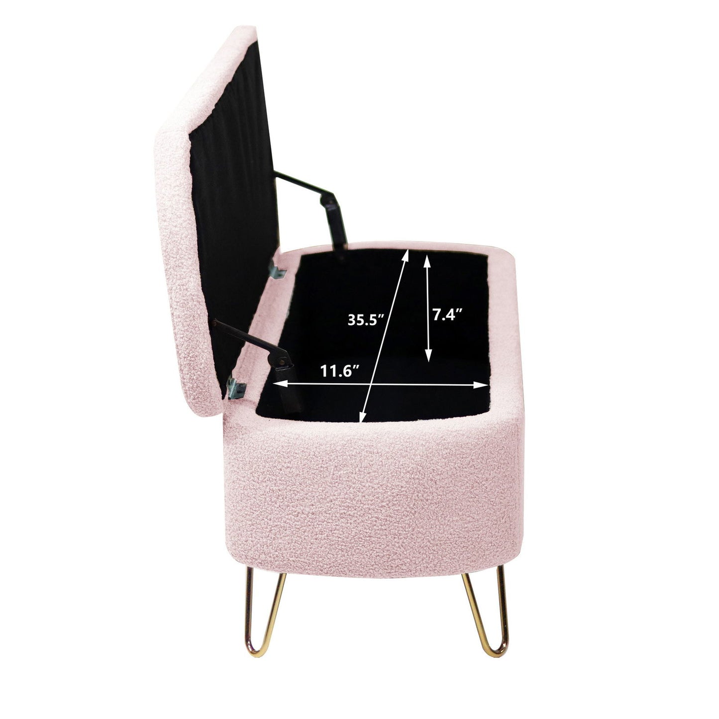 Faux Fur Pink Storage Bench With gold Legs - Aphrodite Wears Pink