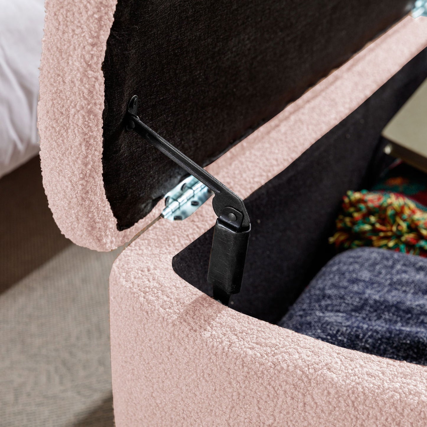 Faux Fur Pink Storage Bench With gold Legs - Aphrodite Wears Pink