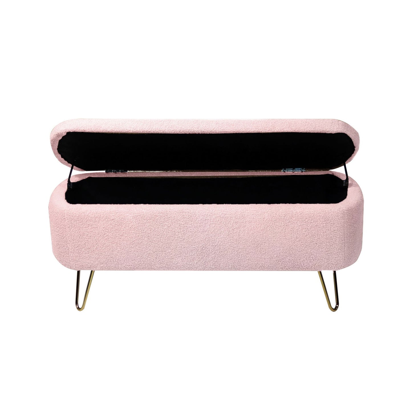 Faux Fur Pink Storage Bench With gold Legs - Aphrodite Wears Pink