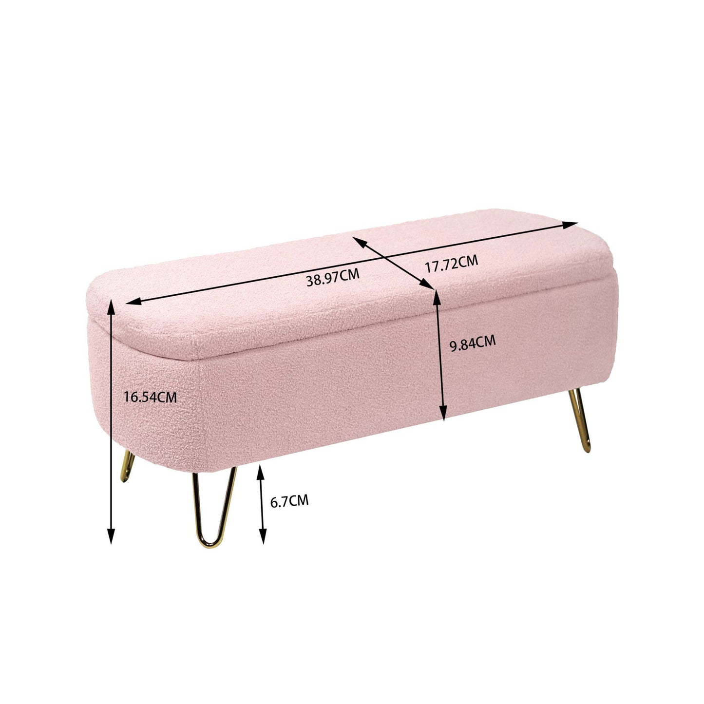 Faux Fur Pink Storage Bench With gold Legs - Aphrodite Wears Pink