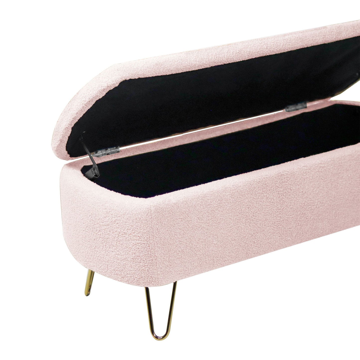 Faux Fur Pink Storage Bench With gold Legs - Aphrodite Wears Pink