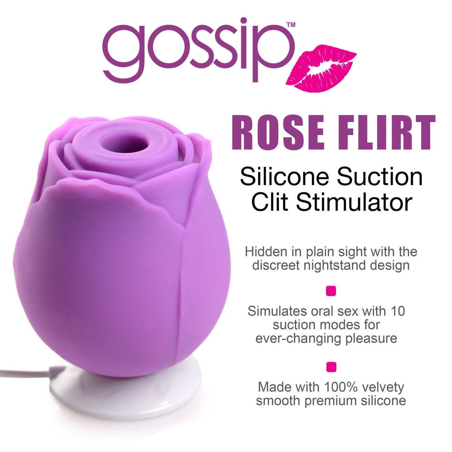 Gossip Rose Flirt 10X Silicone Clit Stimulator - Aphrodite Wears Pink