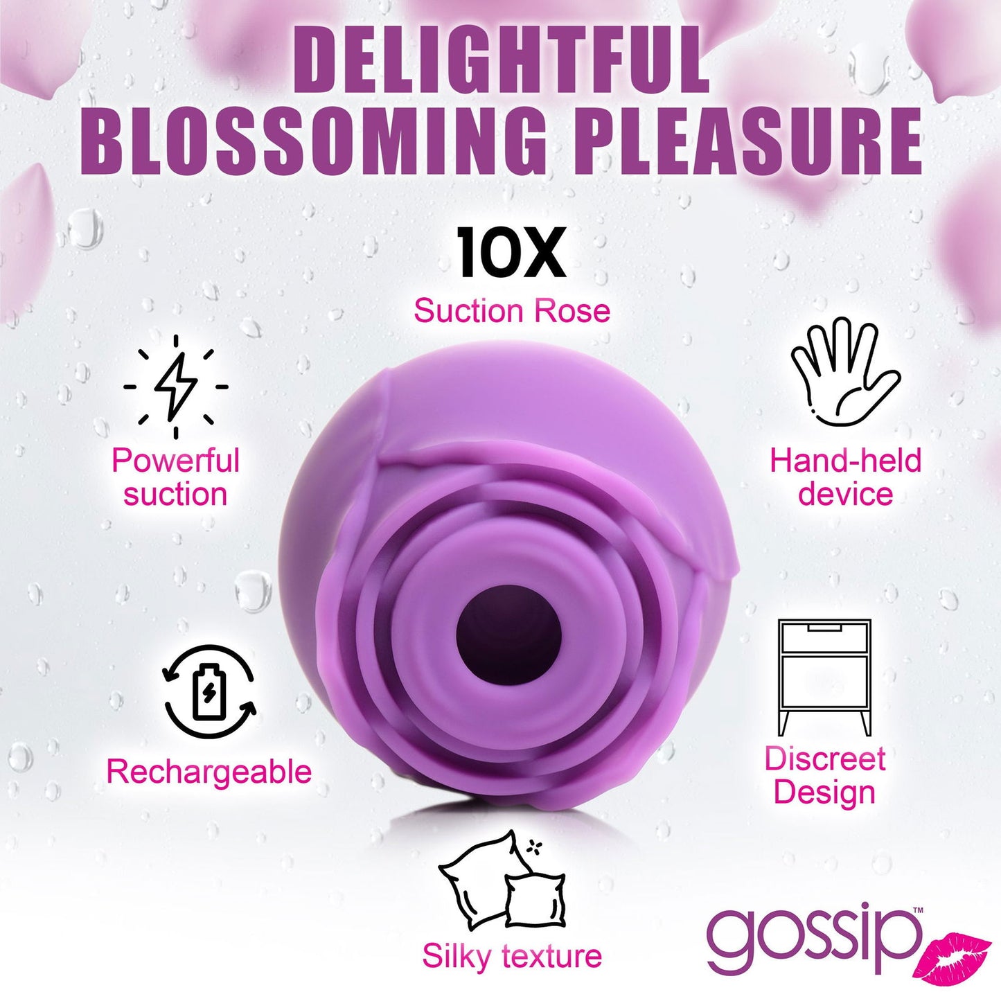 Gossip Rose Flirt 10X Silicone Clit Stimulator - Aphrodite Wears Pink