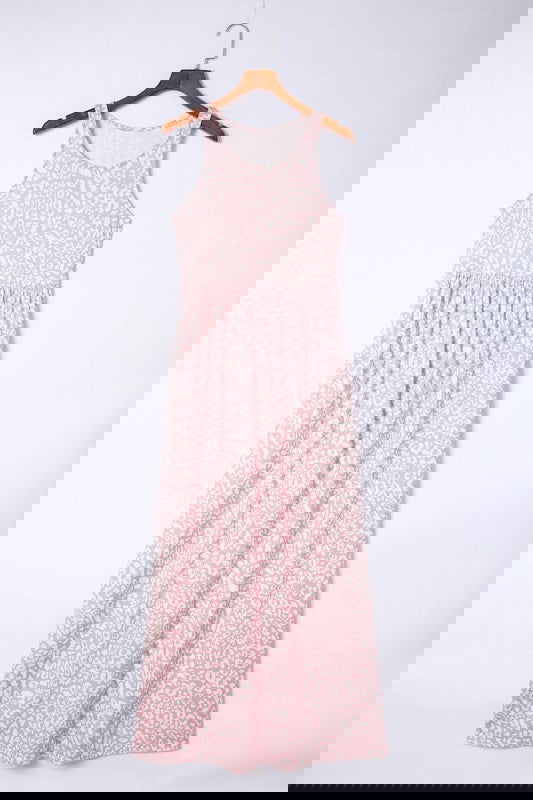 Leopard Sleeveless Maxi Dress in Dust Baby Pink - Aphrodite Wears Pink