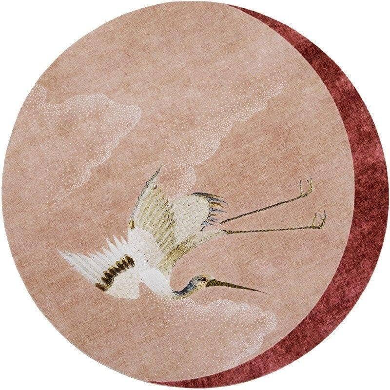 Pink Flying Japanese Cranes Hand Tufted Rug - Aphrodite Wears Pink