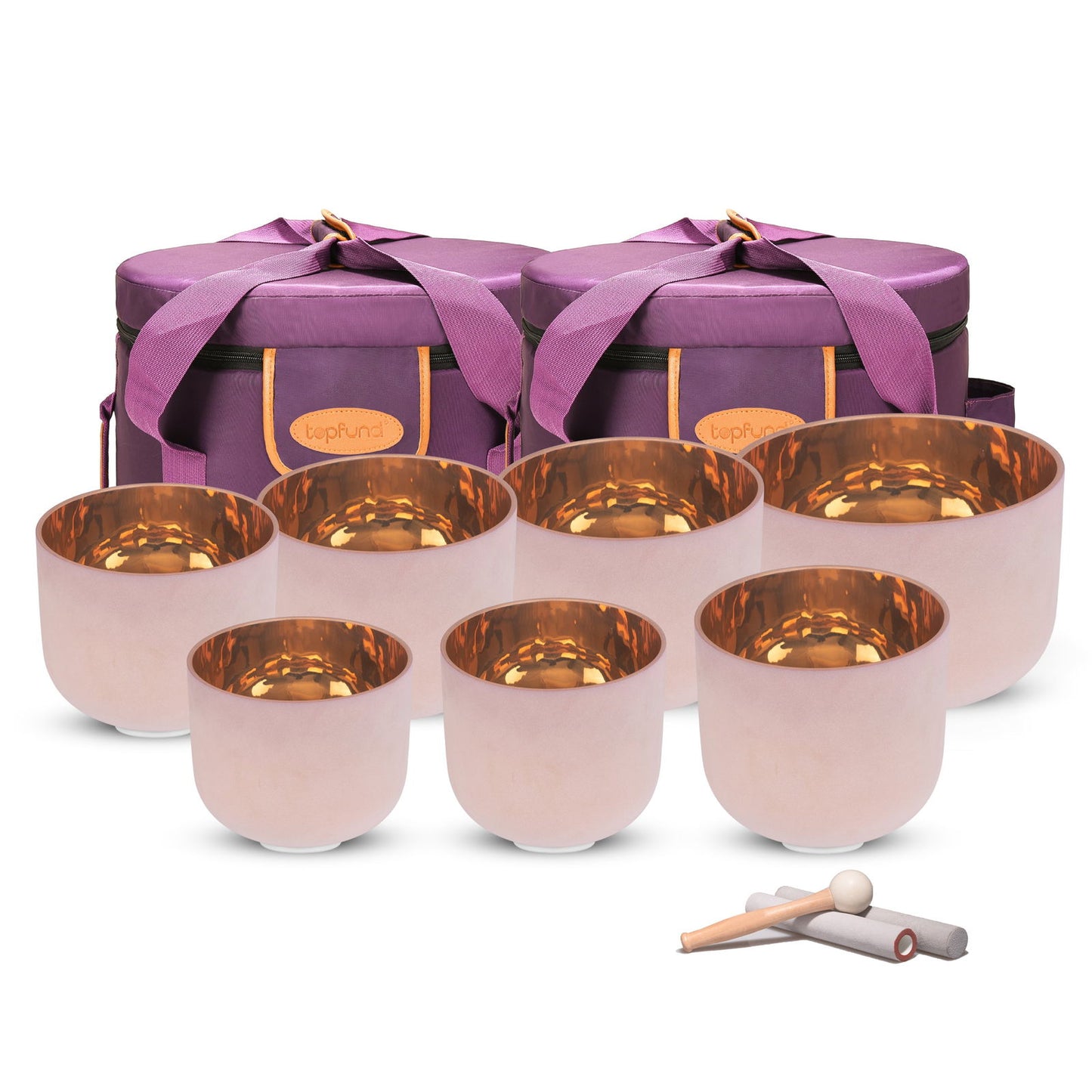 Solid 24K Pure Gold Chakra Set of 7 Crystal Singing Bowls - Aphrodite Wears Pink