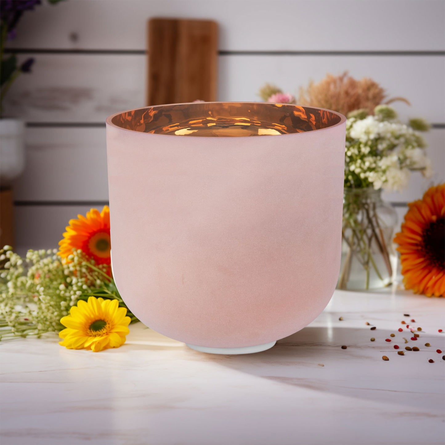 Solid 24K Pure Gold Chakra Set of 7 Crystal Singing Bowls - Aphrodite Wears Pink