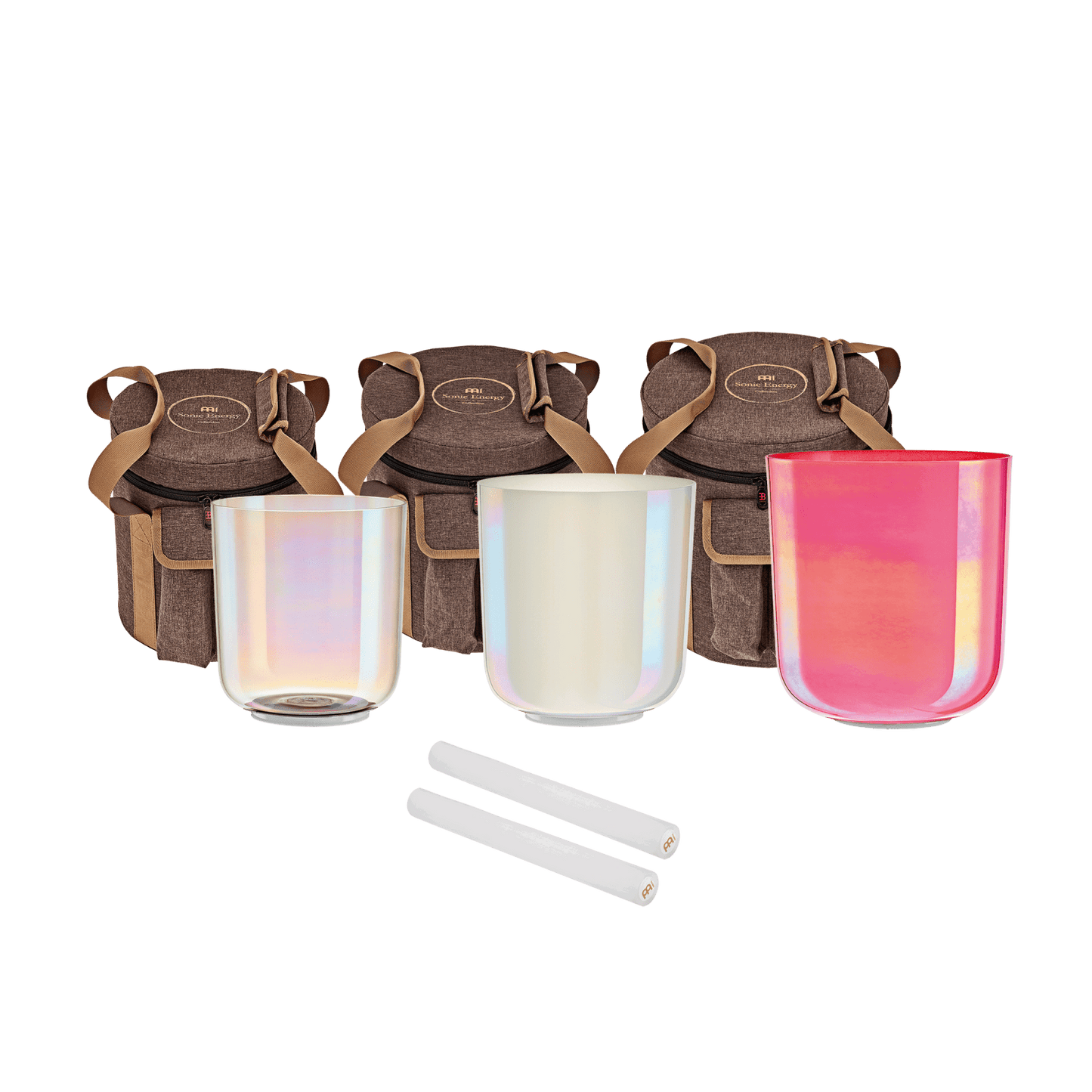 Three Essence Crystal Singing Bowl Set Notes: E4 B3 G3 - Aphrodite Wears Pink