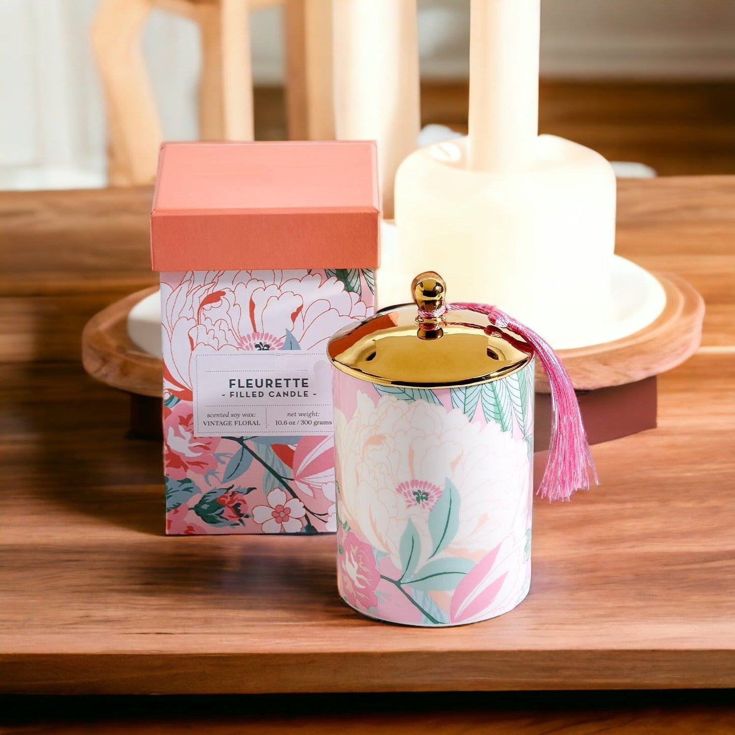 Vintage Floral Candle Set - Aphrodite Wears Pink