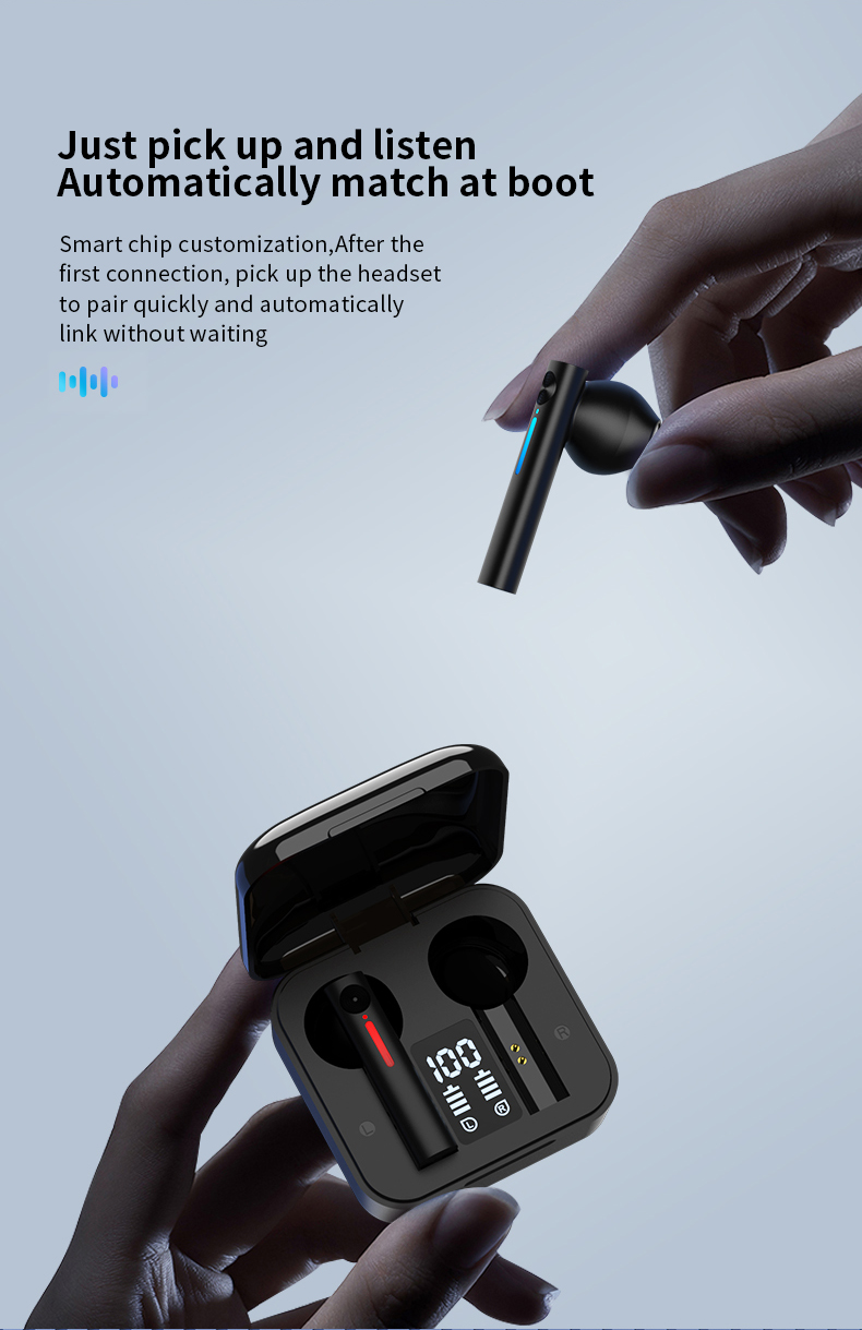 Bluetooth Earphones LED Wireless