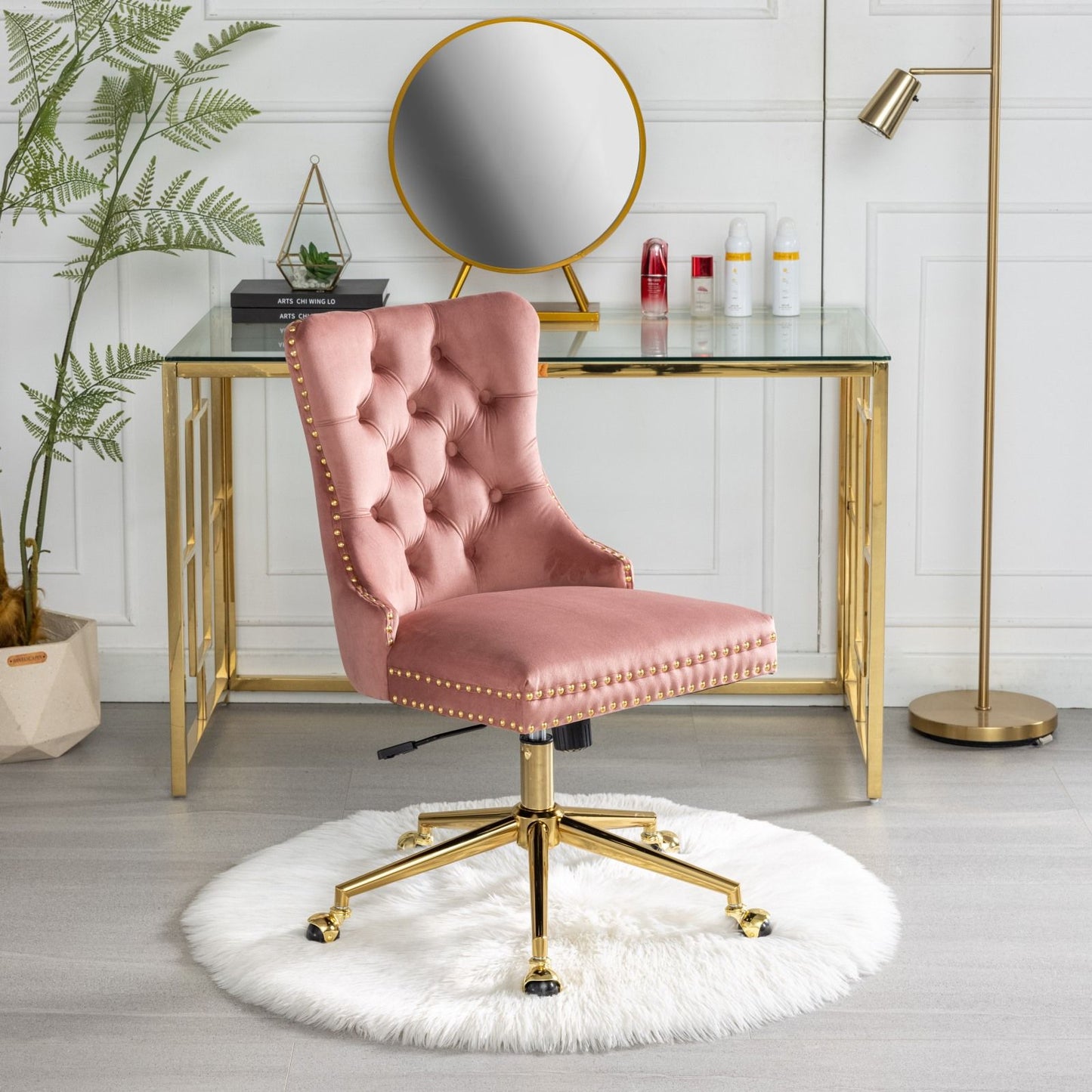 Velvet Upholstered Tufted Button Home Office Chair