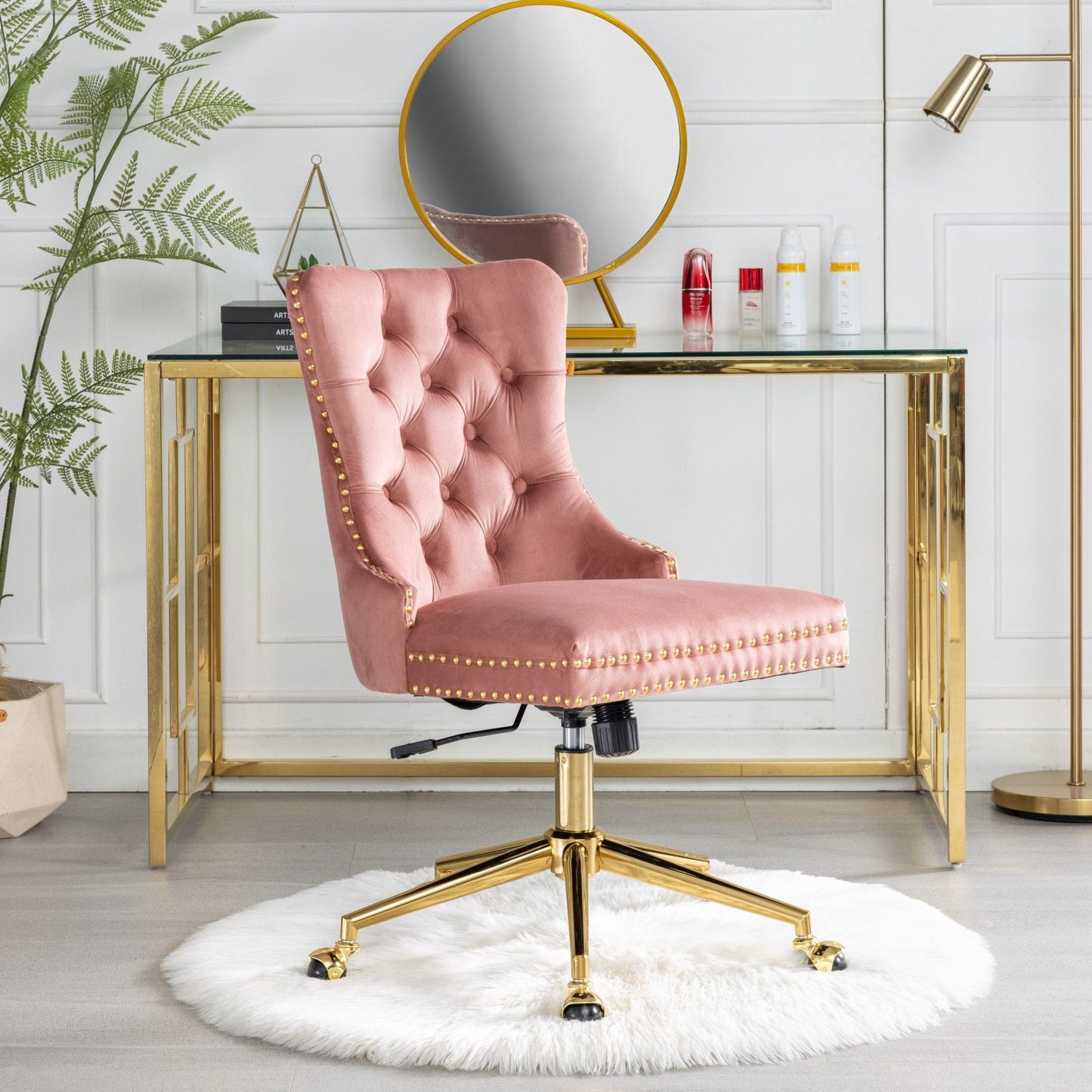Velvet Upholstered Tufted Button Home Office Chair