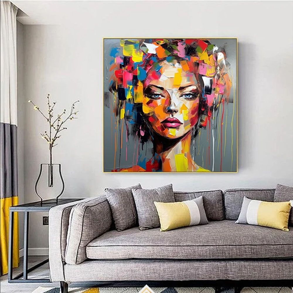 Abstract Textured Face of a Woman Original Oil Painting