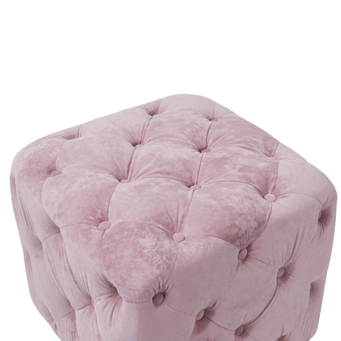Pink Velvet Upholstered Dice Ottoman