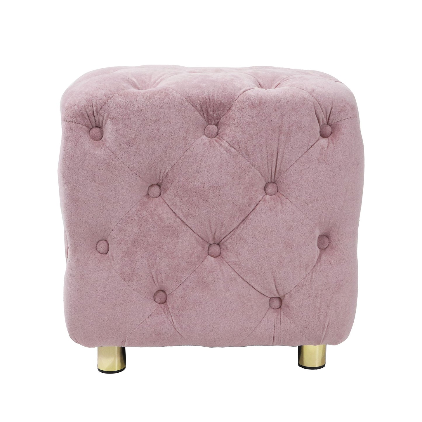 Pink Velvet Upholstered Dice Ottoman