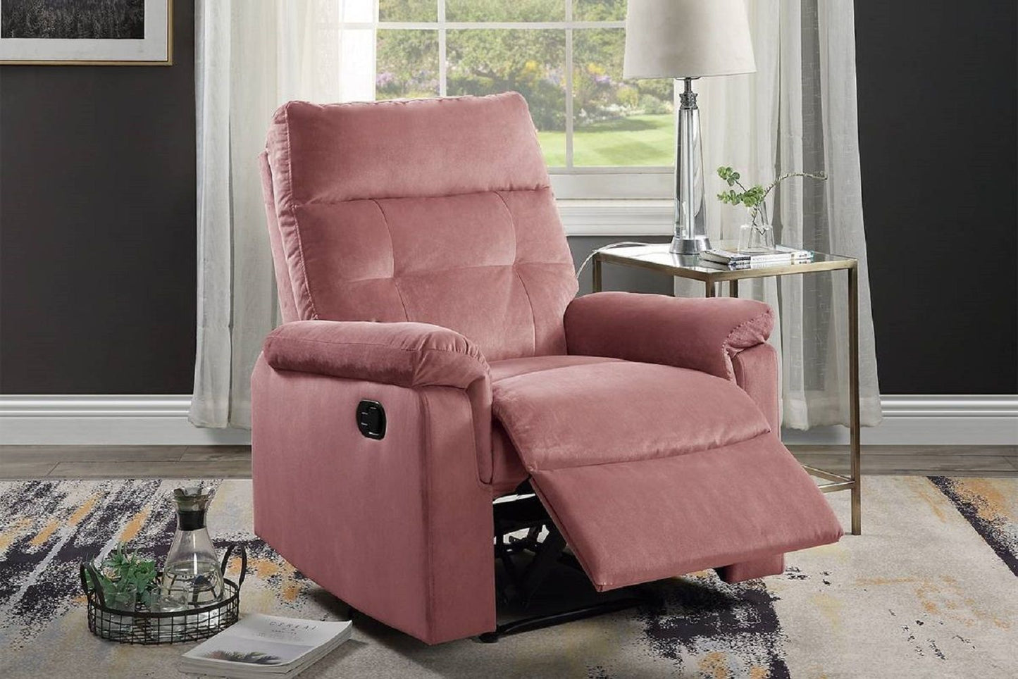 Luxe Velvet Blush Recliner Chair