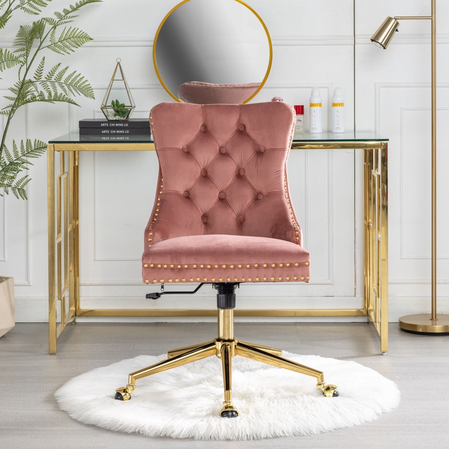 Velvet Upholstered Tufted Button Home Office Chair