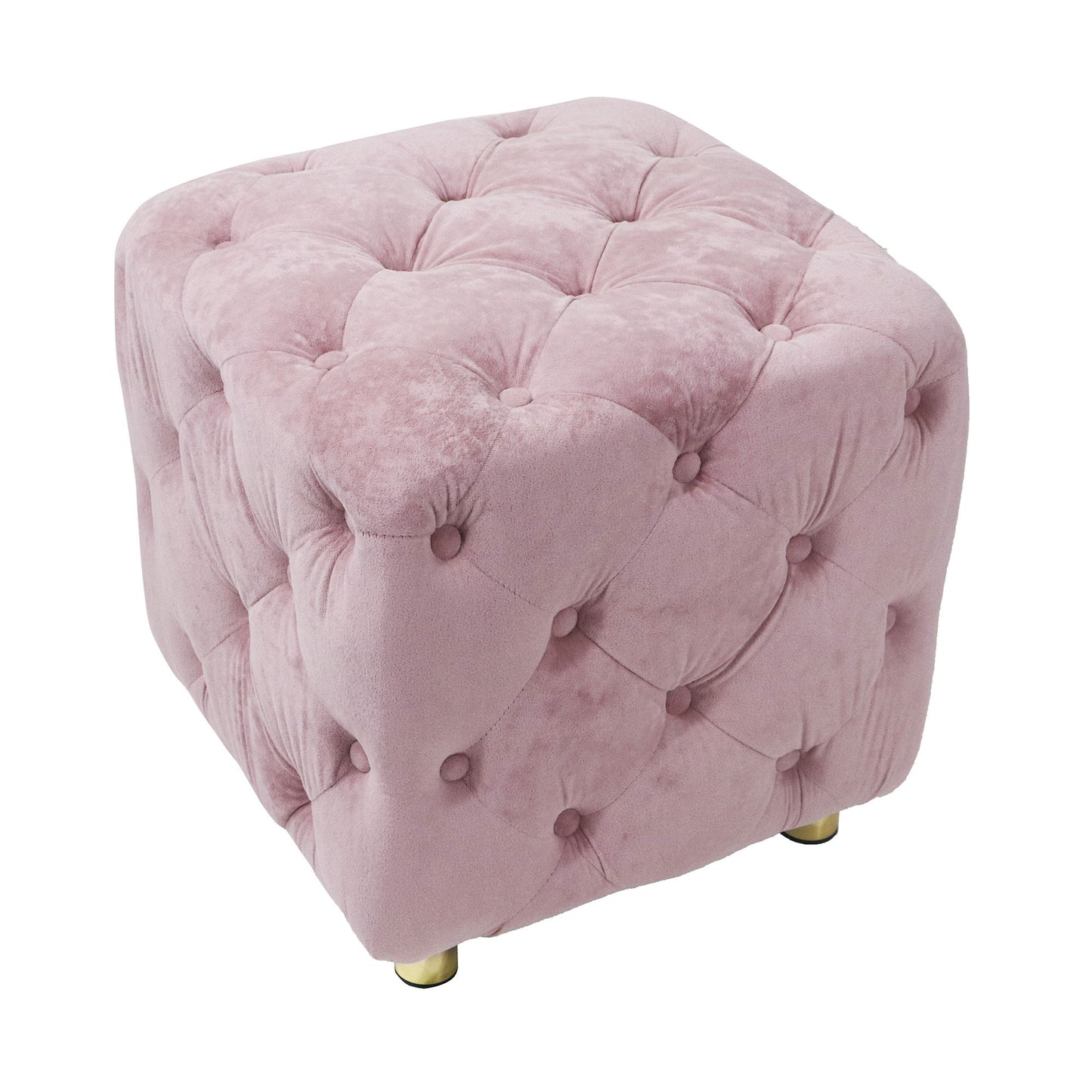 Pink Velvet Upholstered Dice Ottoman