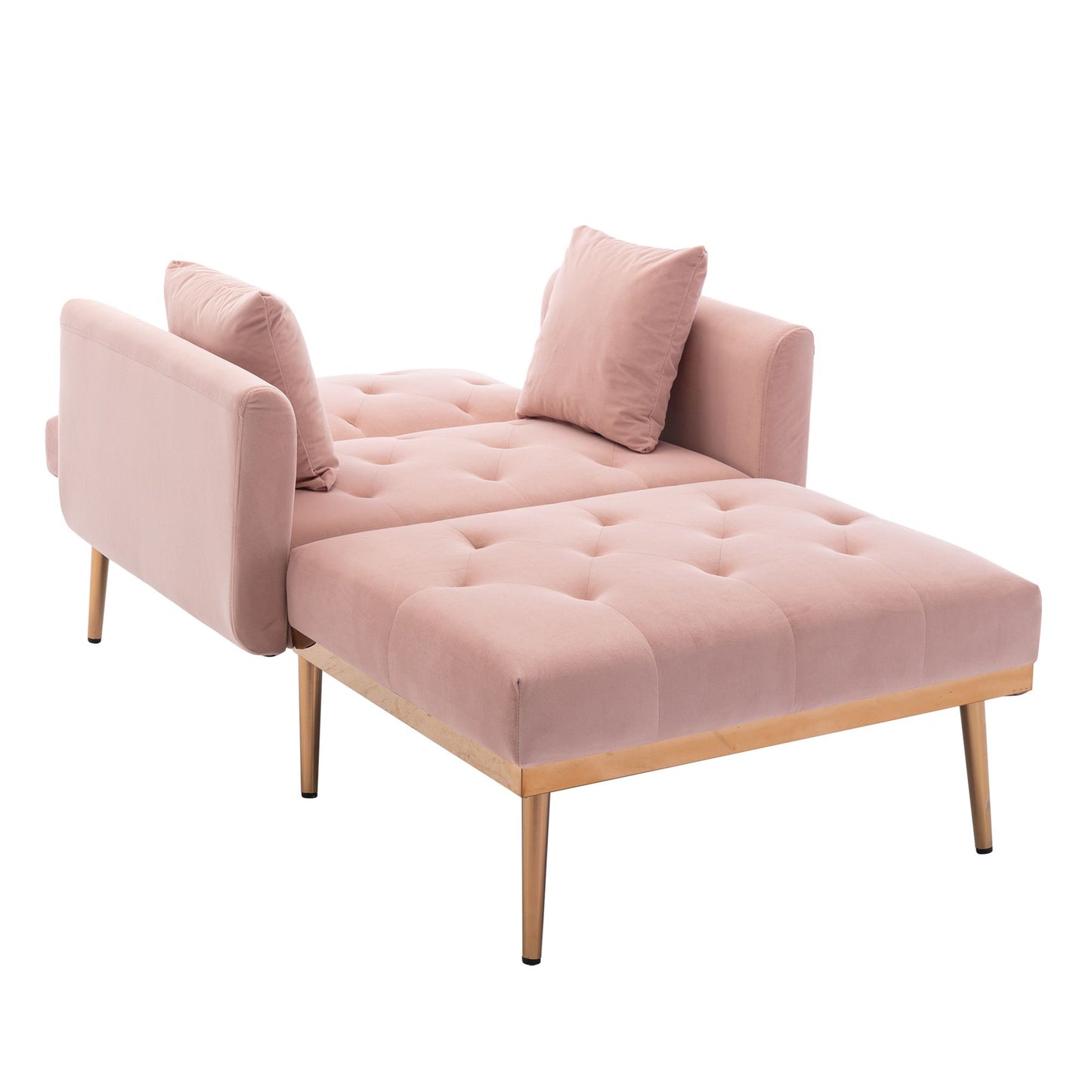 Classic Pink Velvet Chaise Lounge Chair