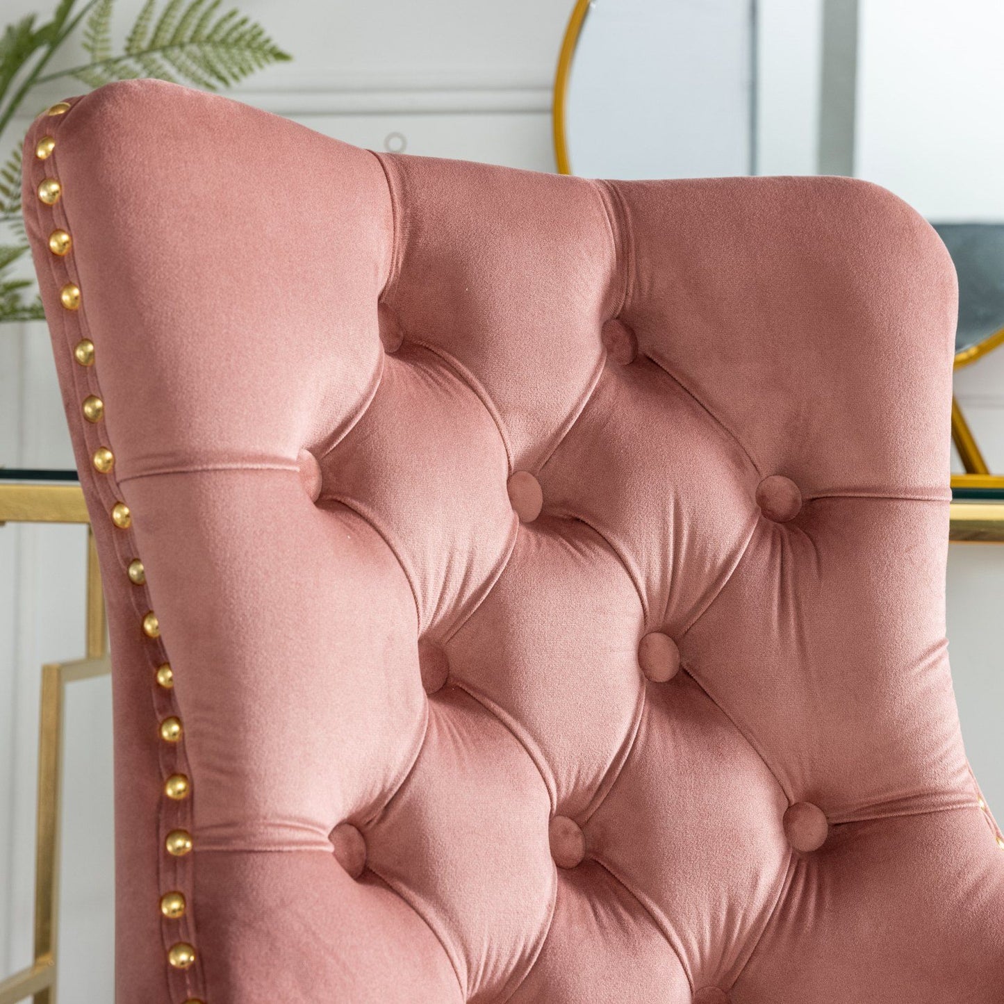 Velvet Upholstered Tufted Button Home Office Chair