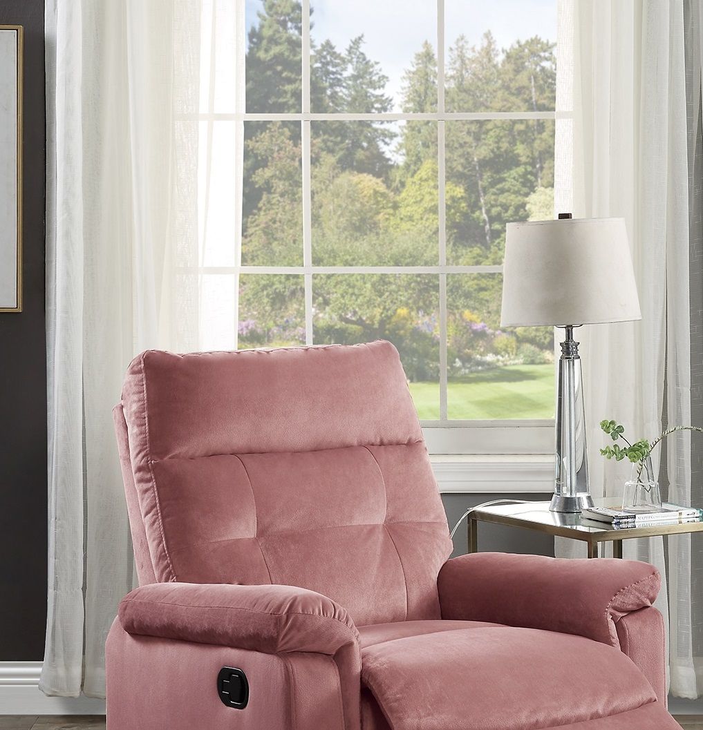 Luxe Velvet Blush Recliner Chair