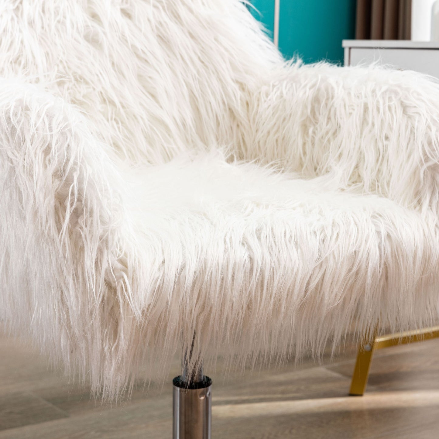 Modern Faux Fur Home Office Chair and Makeup Vanity Chair