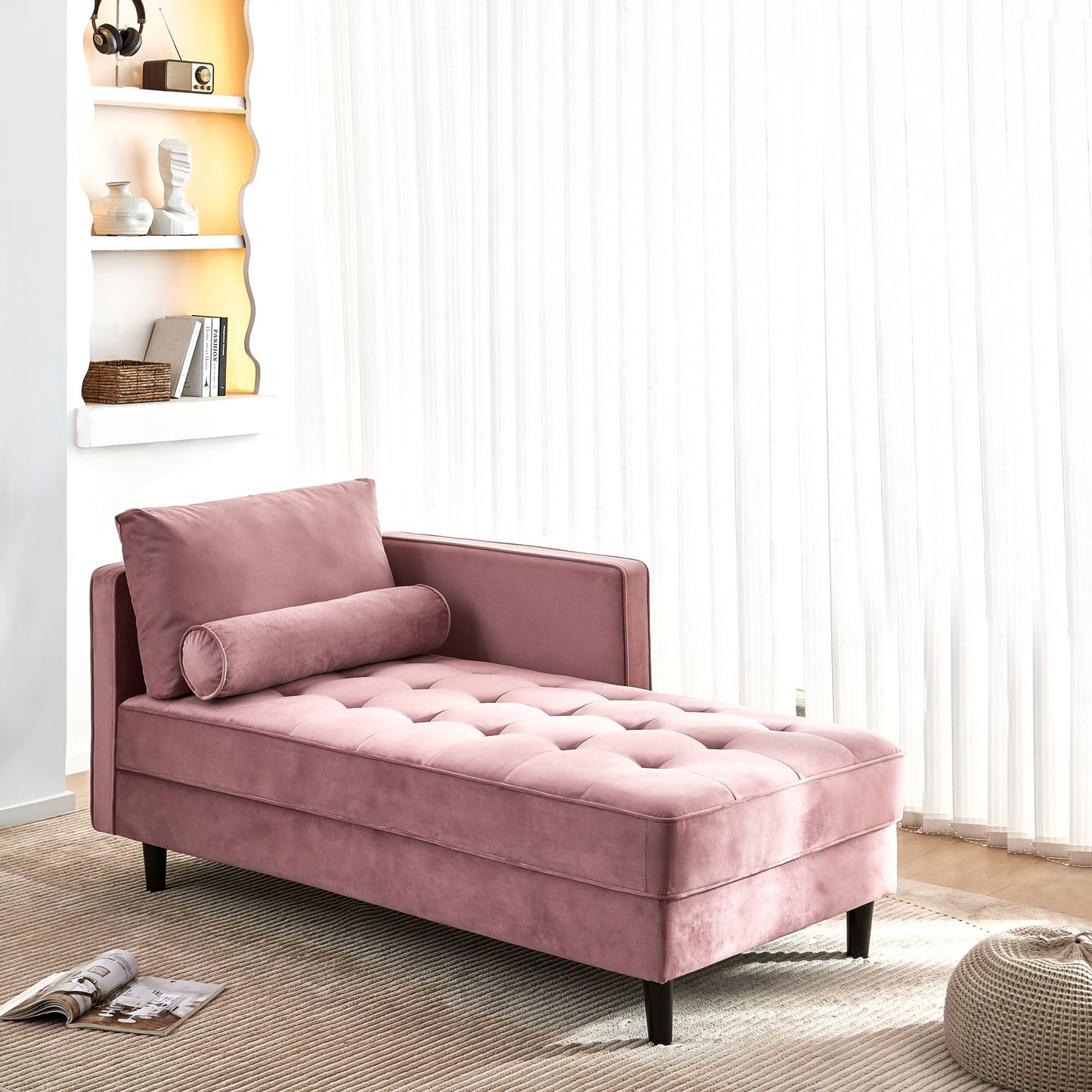 Mid-Century Modern Velvet Chaise and Sleeper