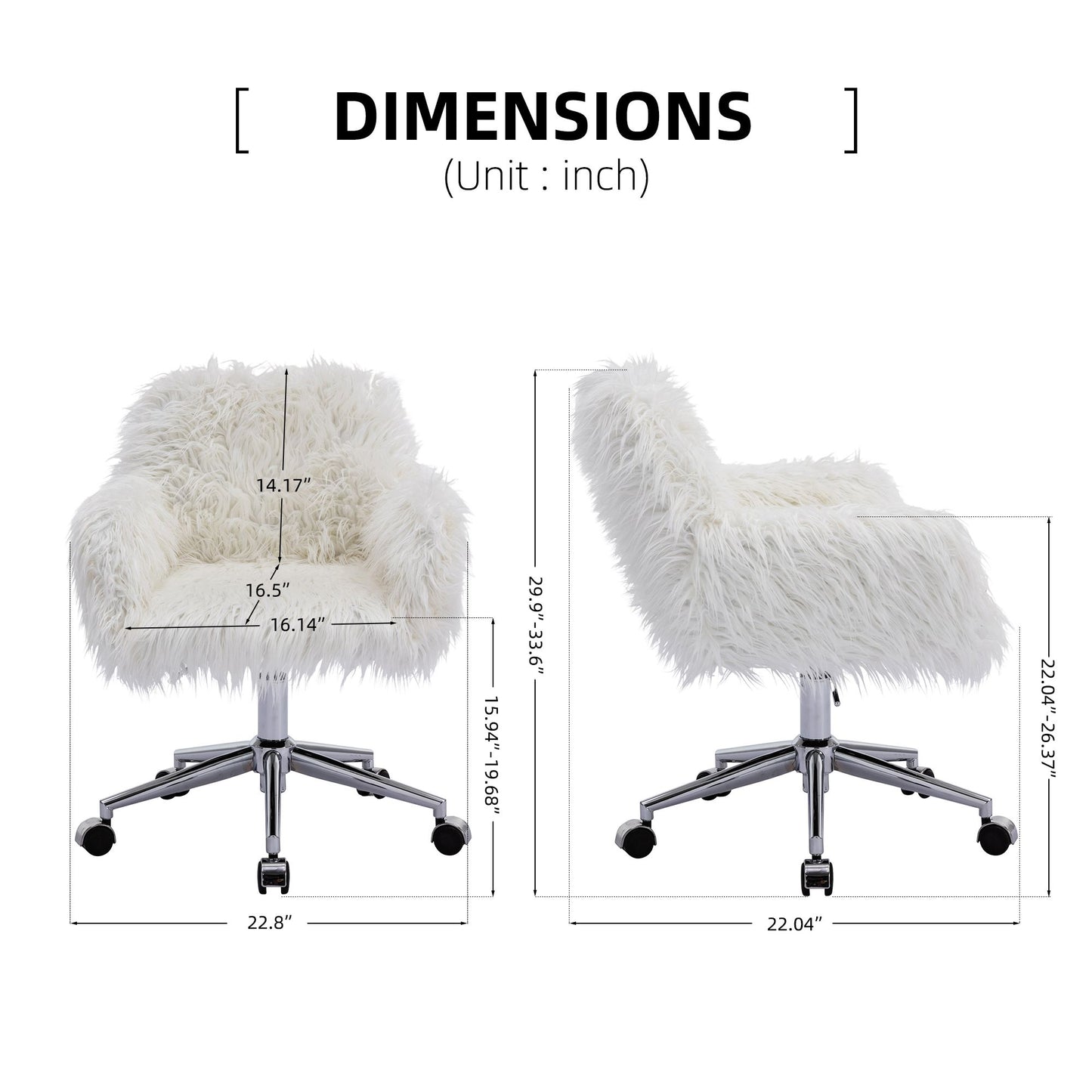 Modern Faux Fur Home Office Chair and Makeup Vanity Chair