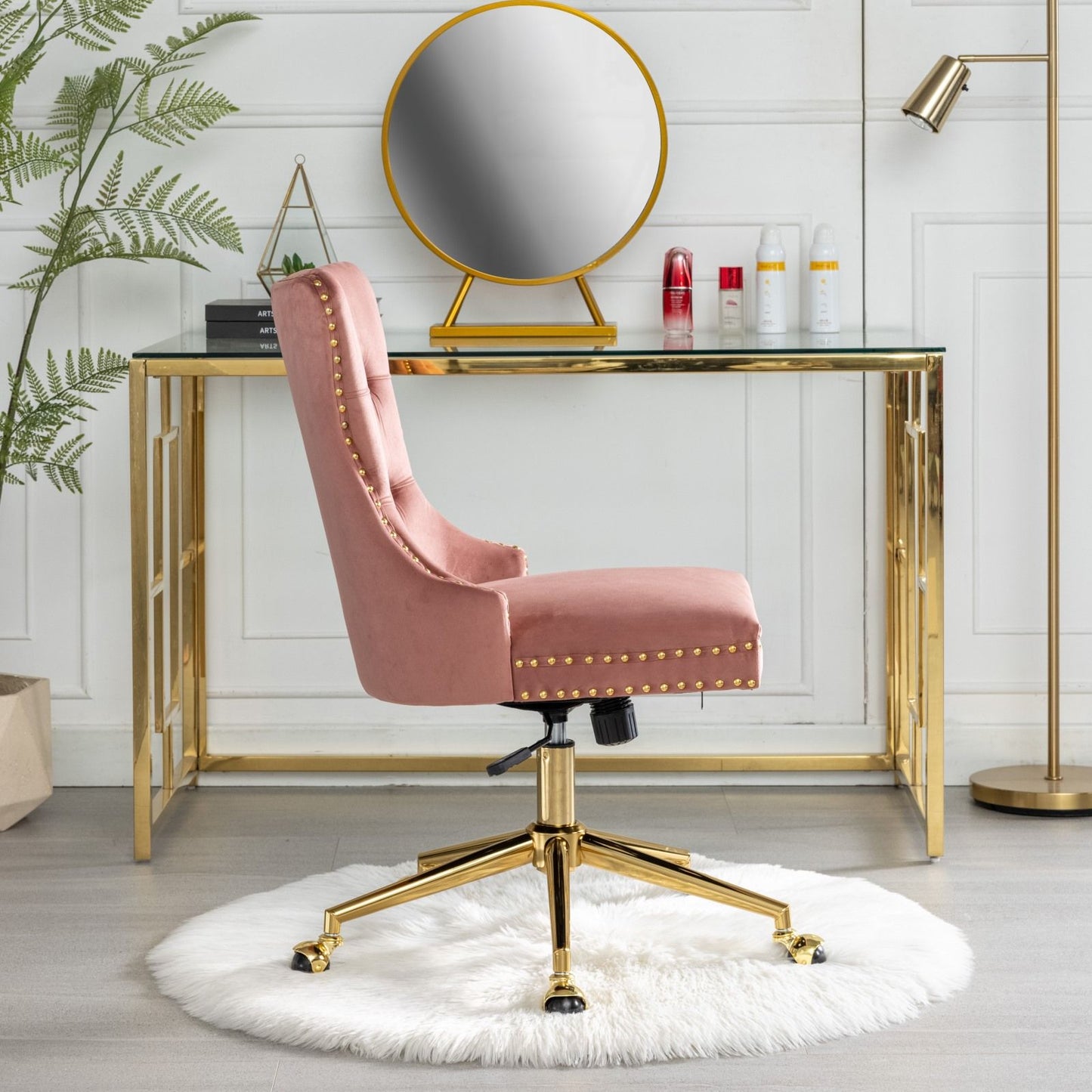Velvet Upholstered Tufted Button Home Office Chair