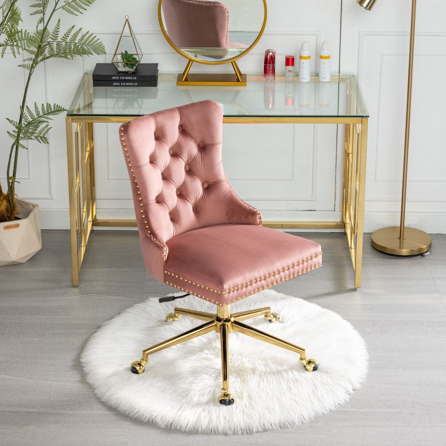 Velvet Upholstered Tufted Button Home Office Chair
