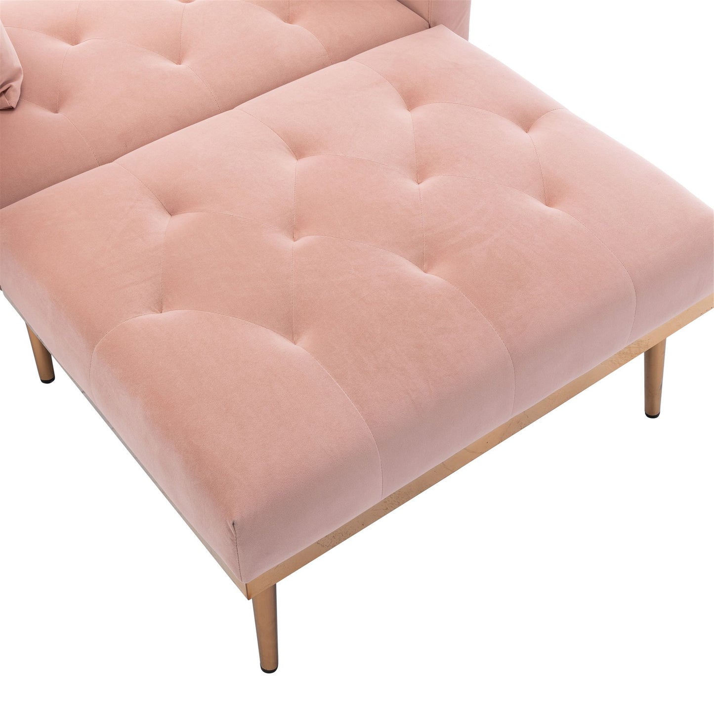 Classic Pink Velvet Chaise Lounge Chair