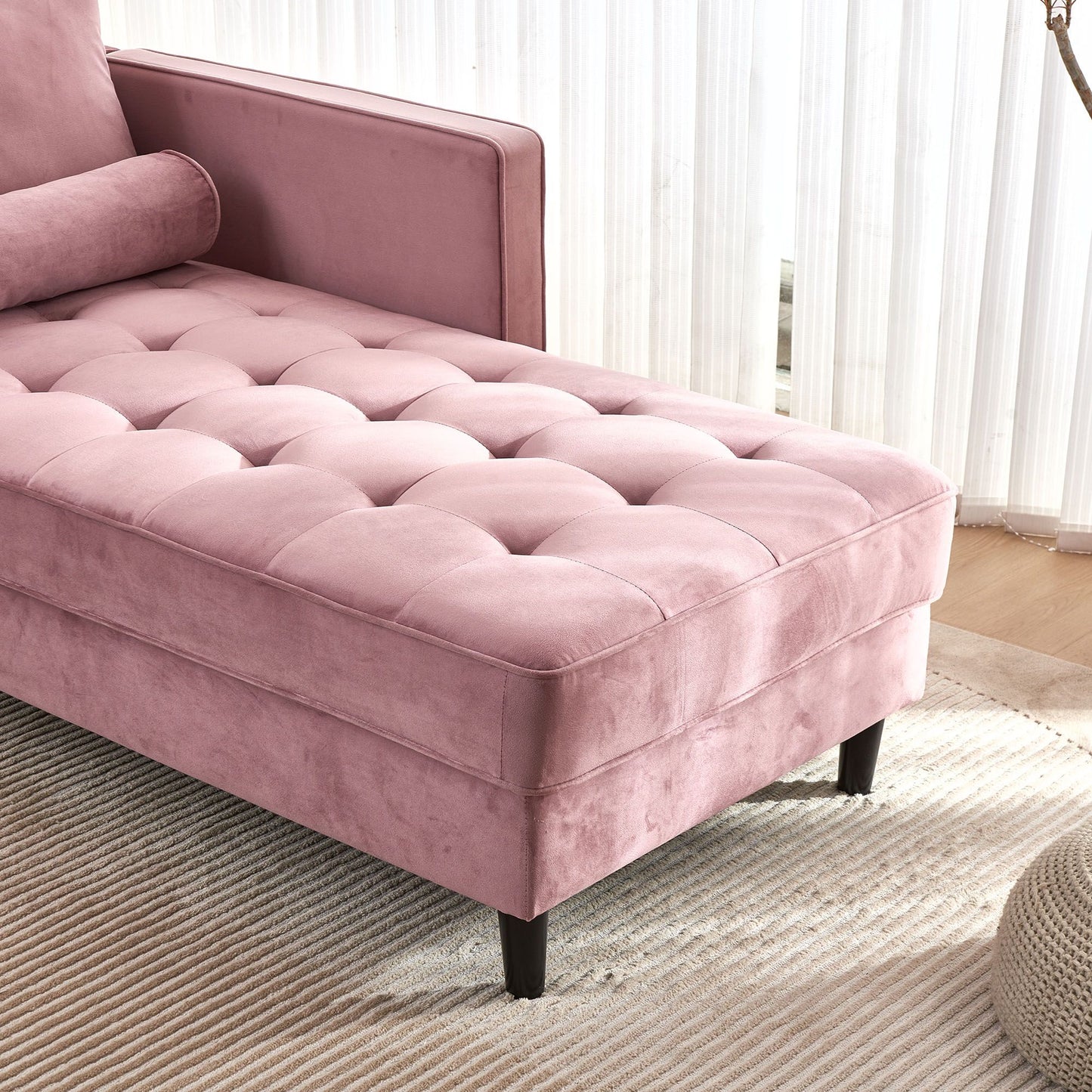 Mid-Century Modern Velvet Chaise and Sleeper
