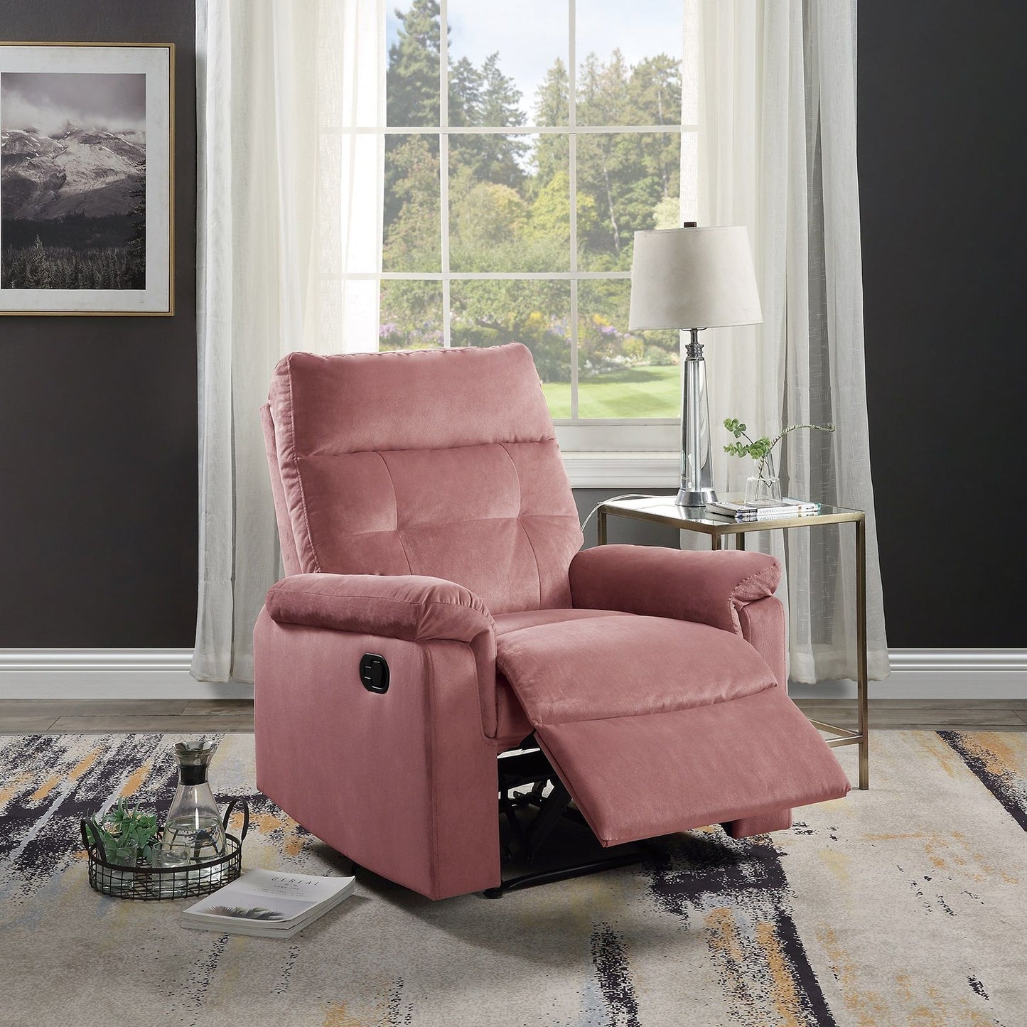 Luxe Velvet Blush Recliner Chair