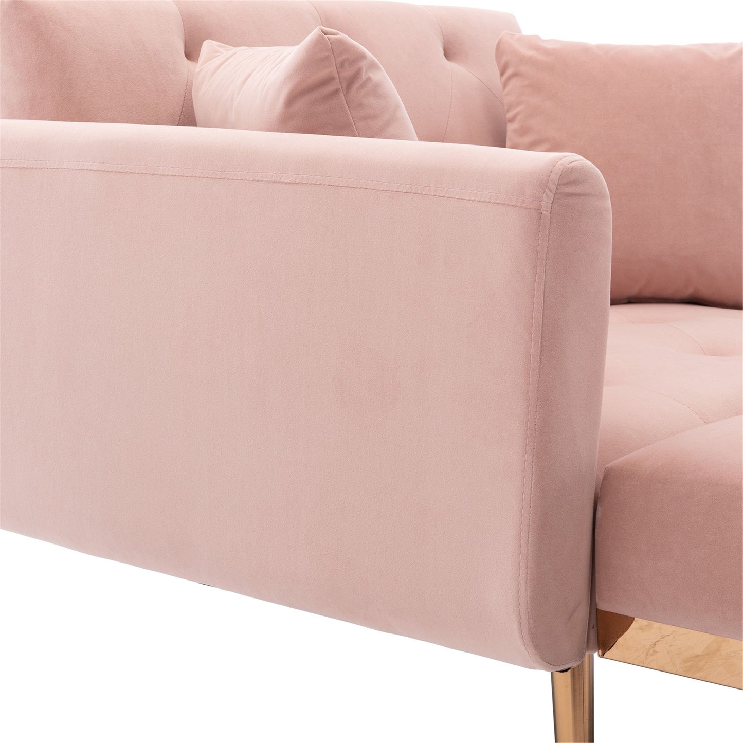 Classic Pink Velvet Chaise Lounge Chair