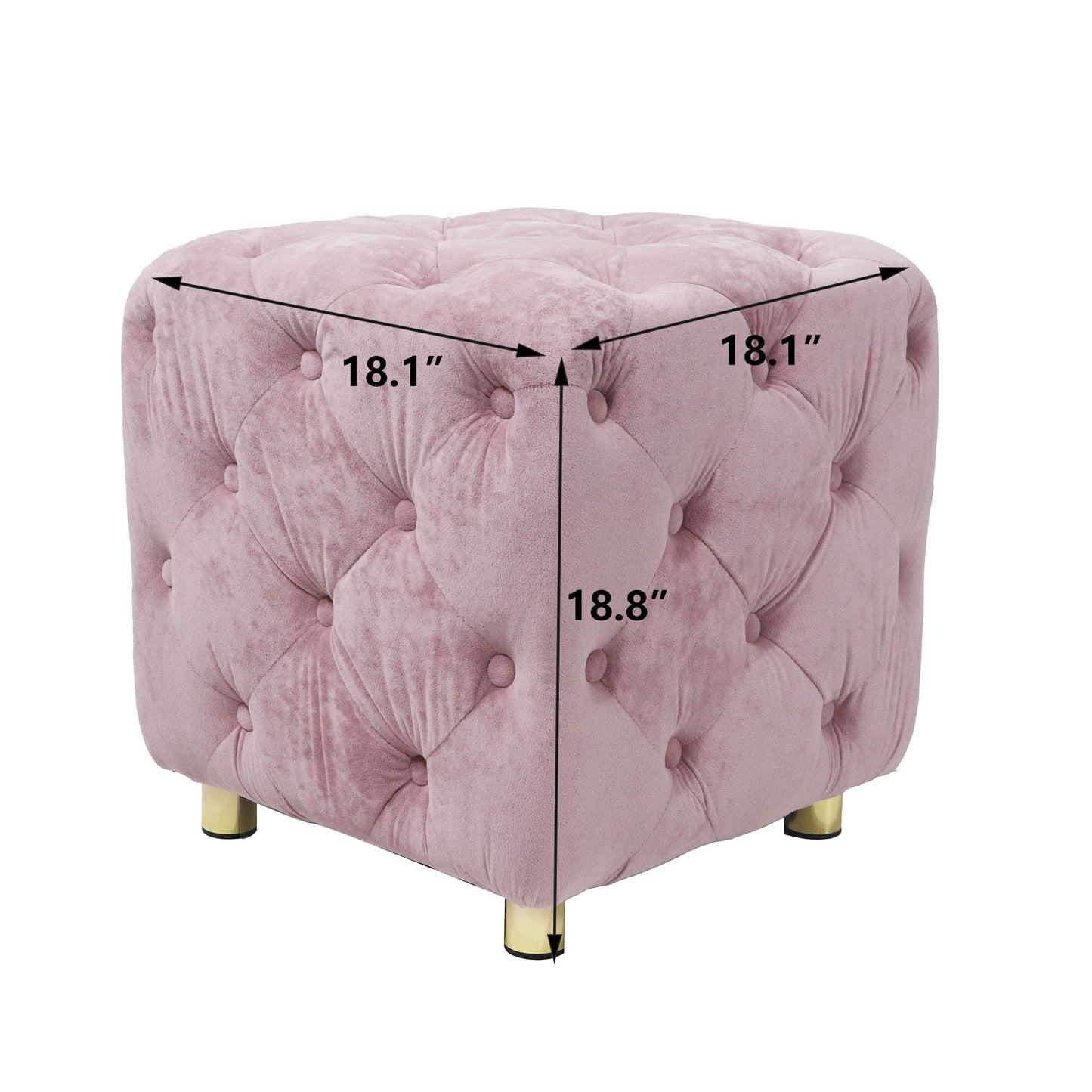 Pink Velvet Upholstered Dice Ottoman