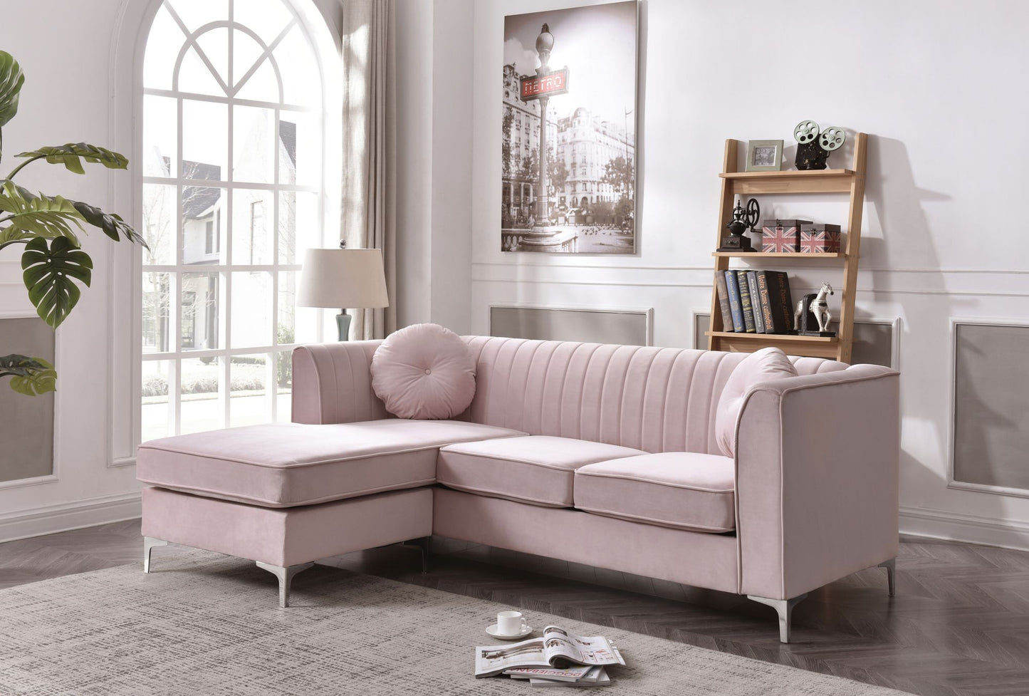 Pink Delray Sofa Chaise (3 Boxes)
