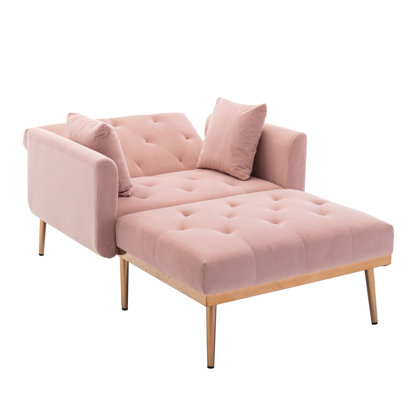 Classic Pink Velvet Chaise Lounge Chair