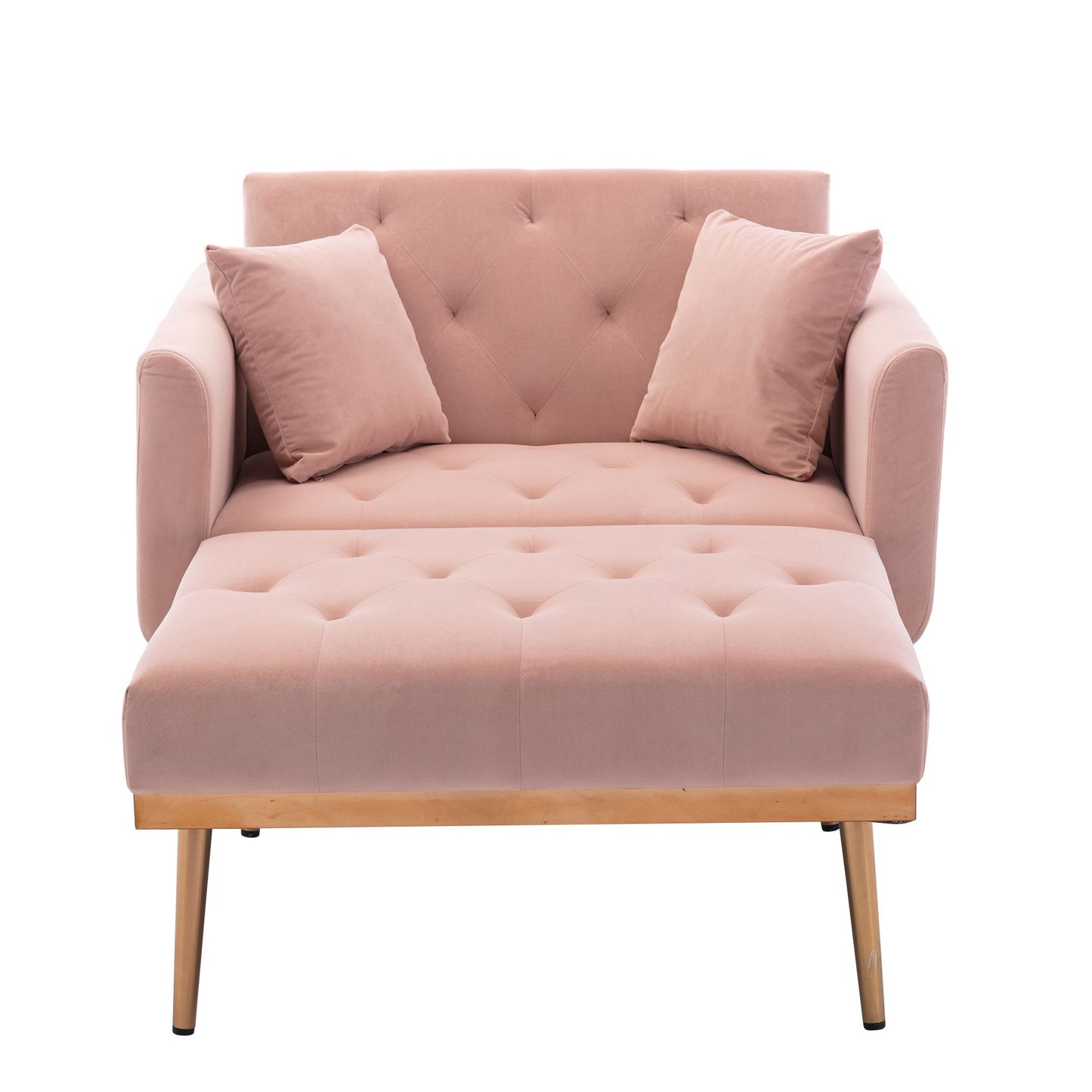 Classic Pink Velvet Chaise Lounge Chair