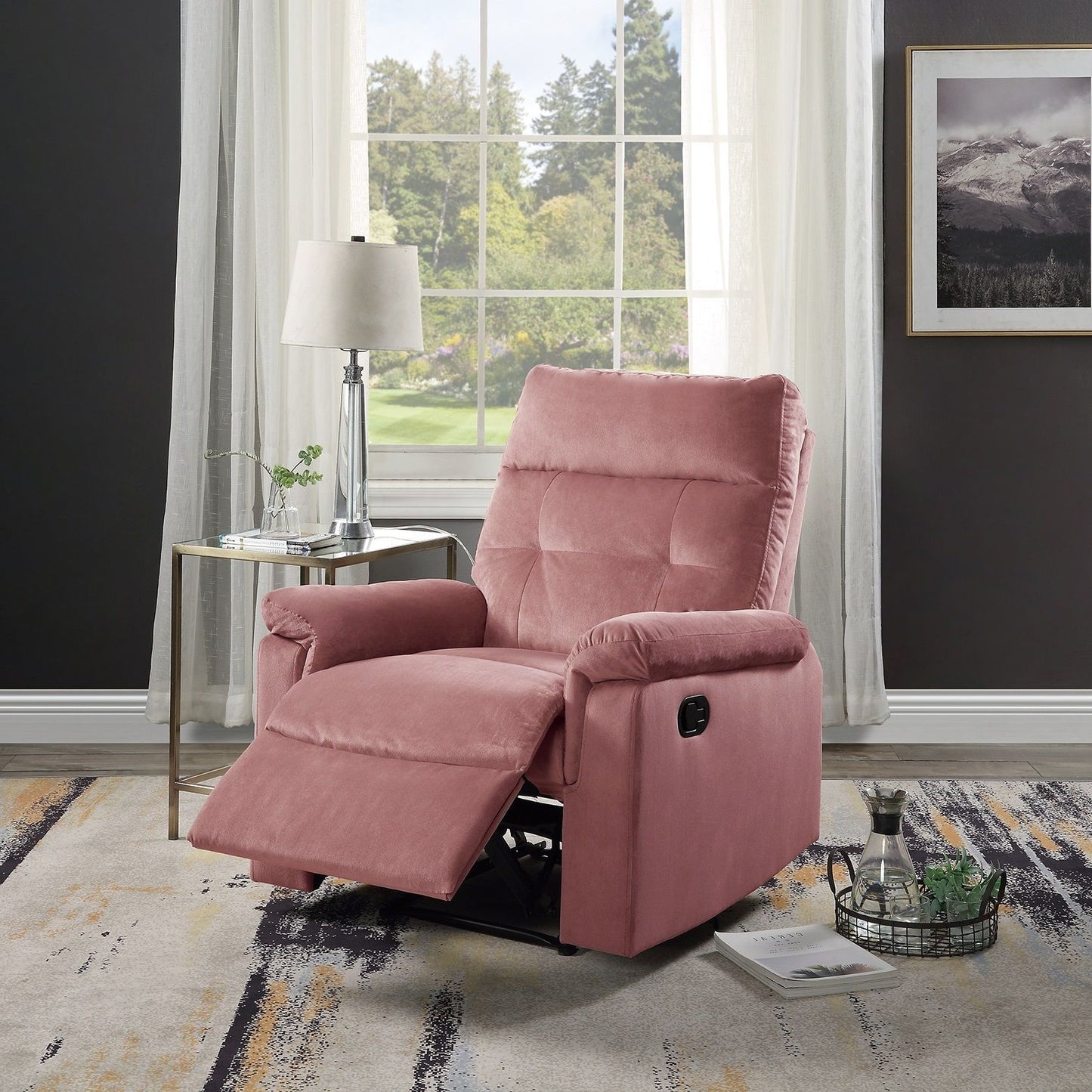 Luxe Velvet Blush Recliner Chair