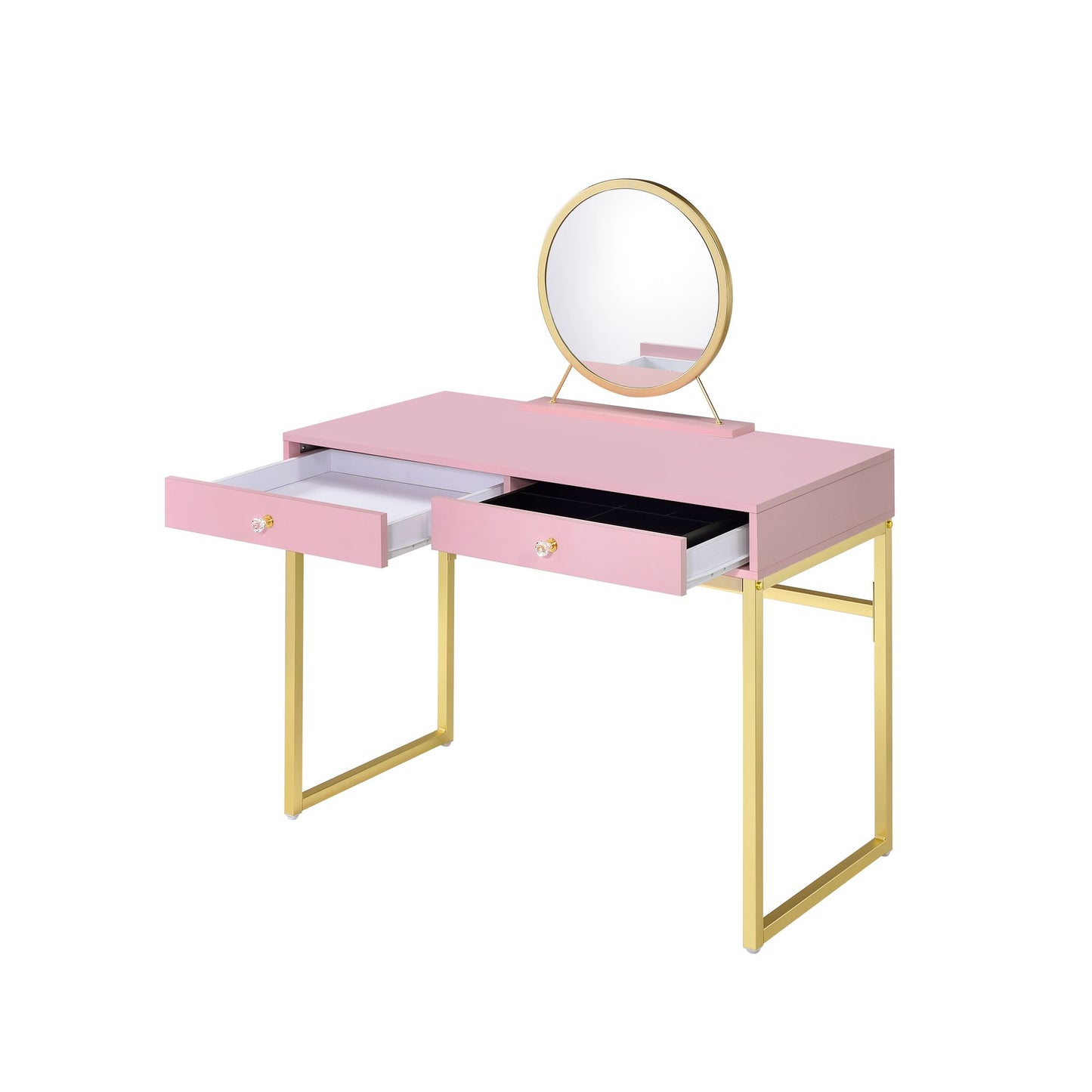 Coleen Vanity Desk with Mirror and Jewelry Tray
