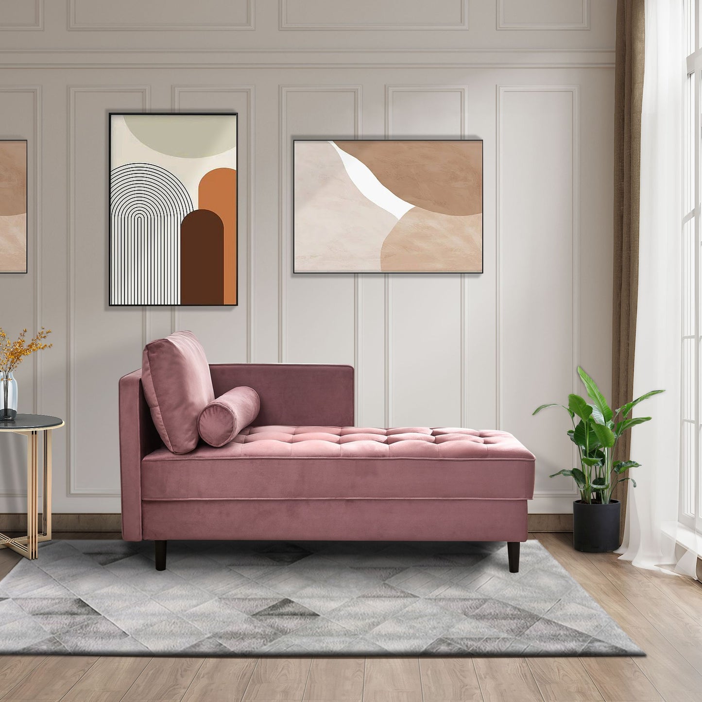 Mid-Century Modern Velvet Chaise and Sleeper