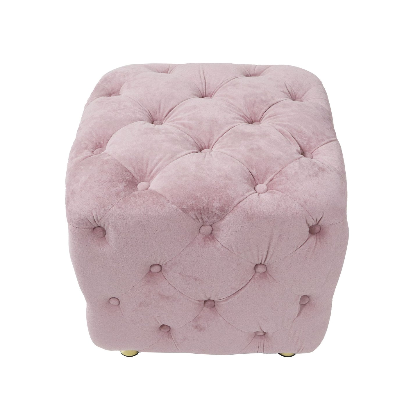 Pink Velvet Upholstered Dice Ottoman