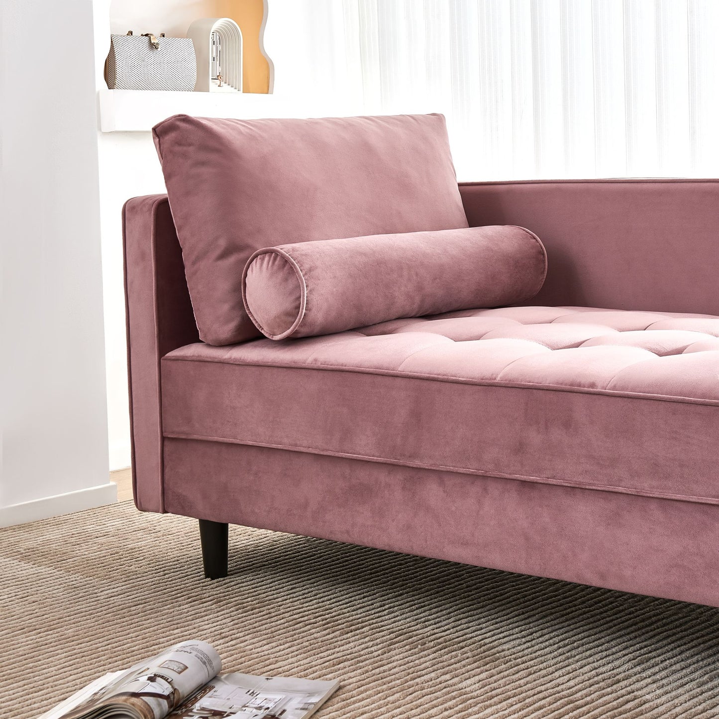 Mid-Century Modern Velvet Chaise and Sleeper