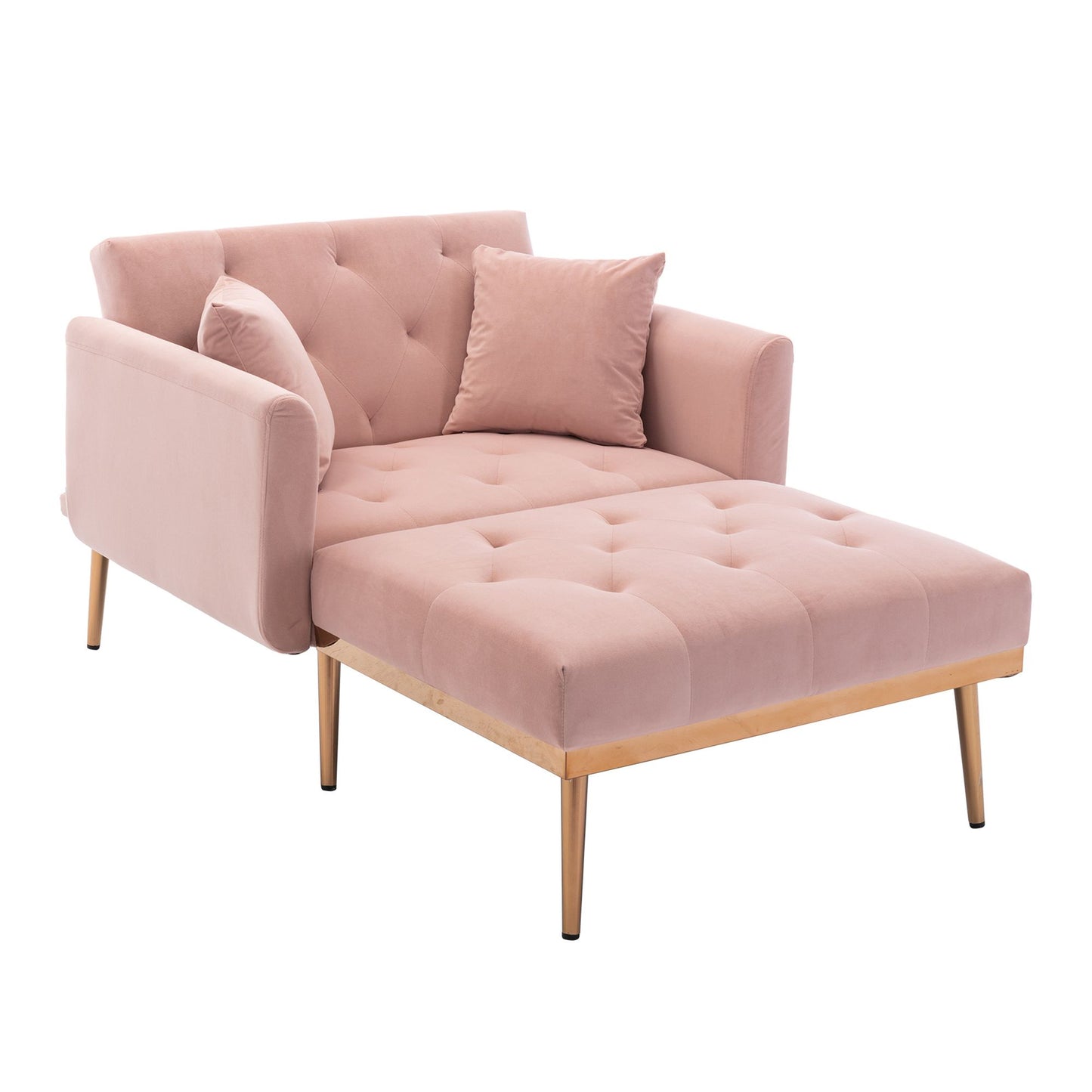 Classic Pink Velvet Chaise Lounge Chair