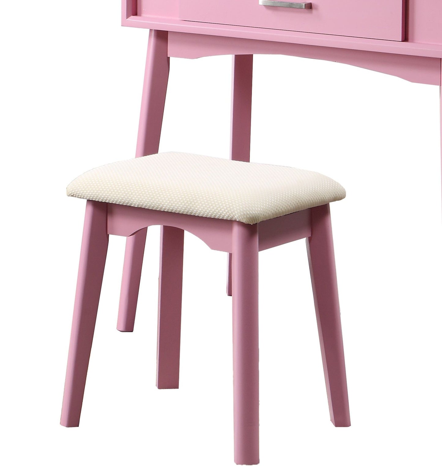 Malia Contemporary Wood Vanity and Stool Set, Pink