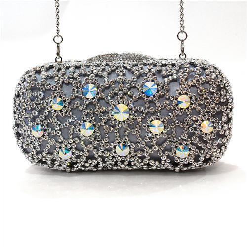 Imitation Rhodium White Metal Clutch with Top Grade Crystal