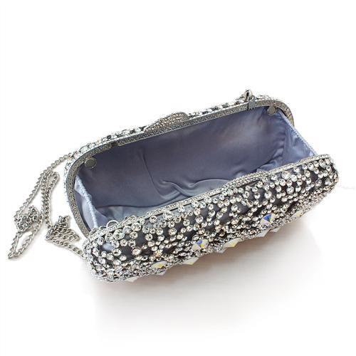 Imitation Rhodium White Metal Clutch with Top Grade Crystal