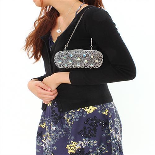Imitation Rhodium White Metal Clutch with Top Grade Crystal